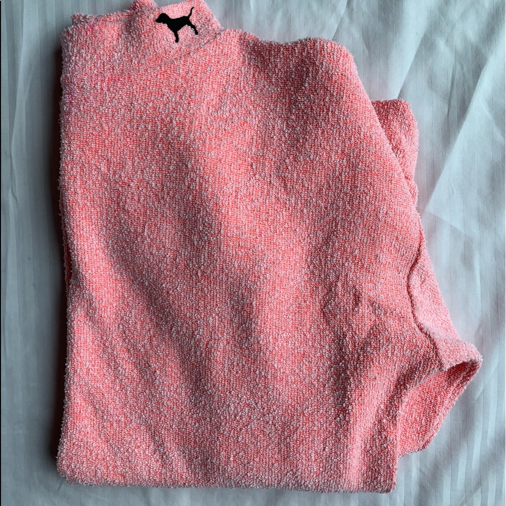 Pink Victoria’s Secret terry mock neck sweater XS
